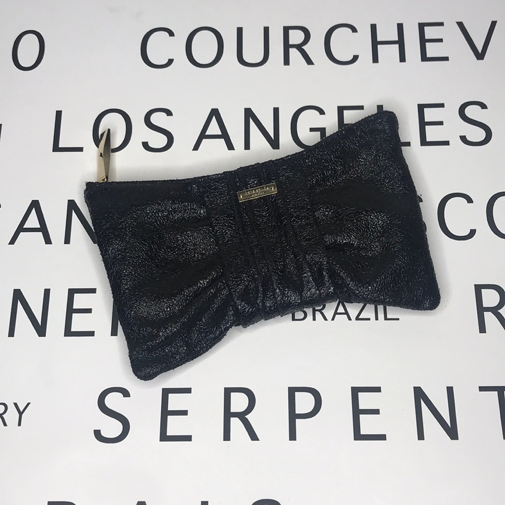 Kate Spade Small Silka Metallic Leather Bow Clutch